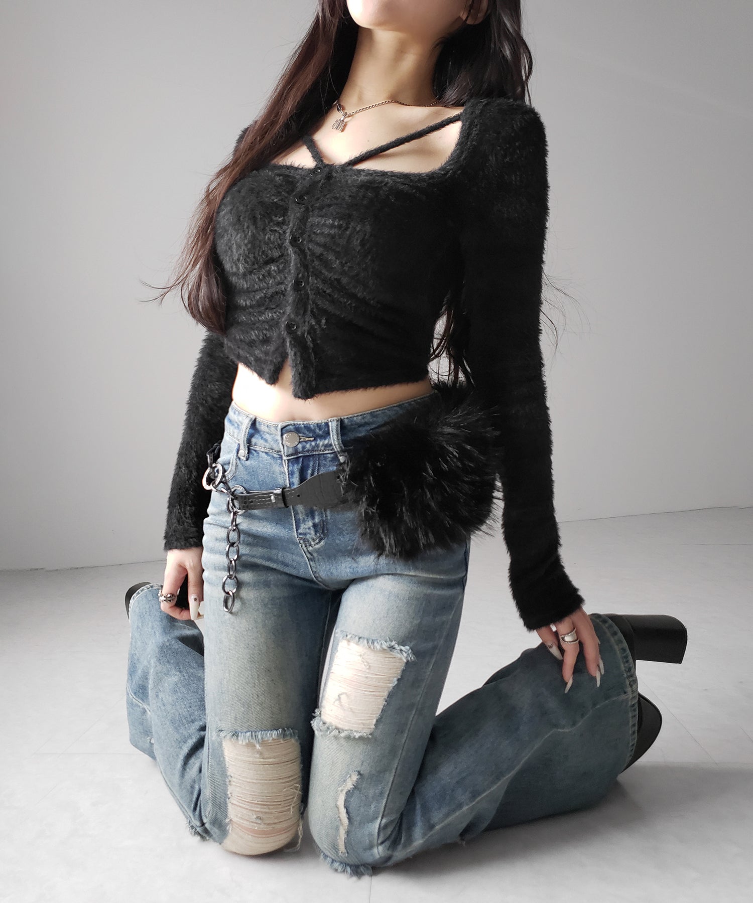 クラッシュダメージヴィンテージフレアデニム ／ crush damage vintage flare denim