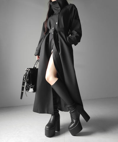 ２WAYスタンドカラーオーバーロングトレンチコート ／ 2WAY stand collar over long trench coat