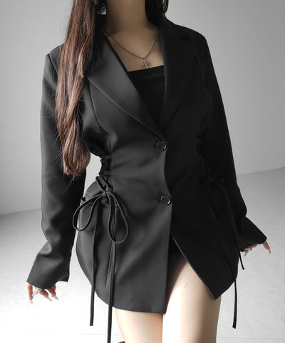 レースアップリボンスリムテーラードジャケット ／ lace-up ribbon slim tailored jacket