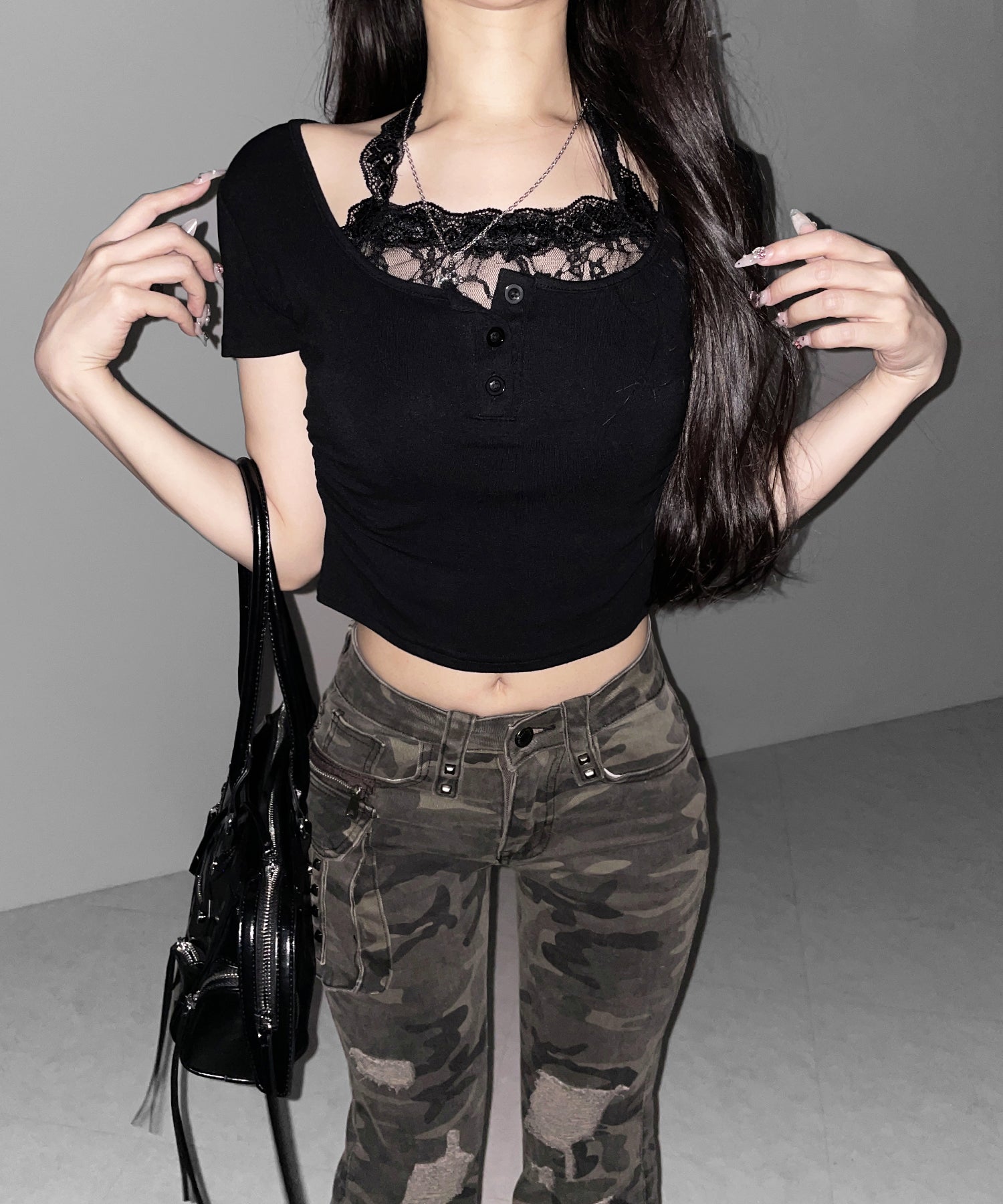 ヴィンテージカモフラ迷彩ダメージフレアデニムパンツ ／ vintage camouflage damage flared denim pants