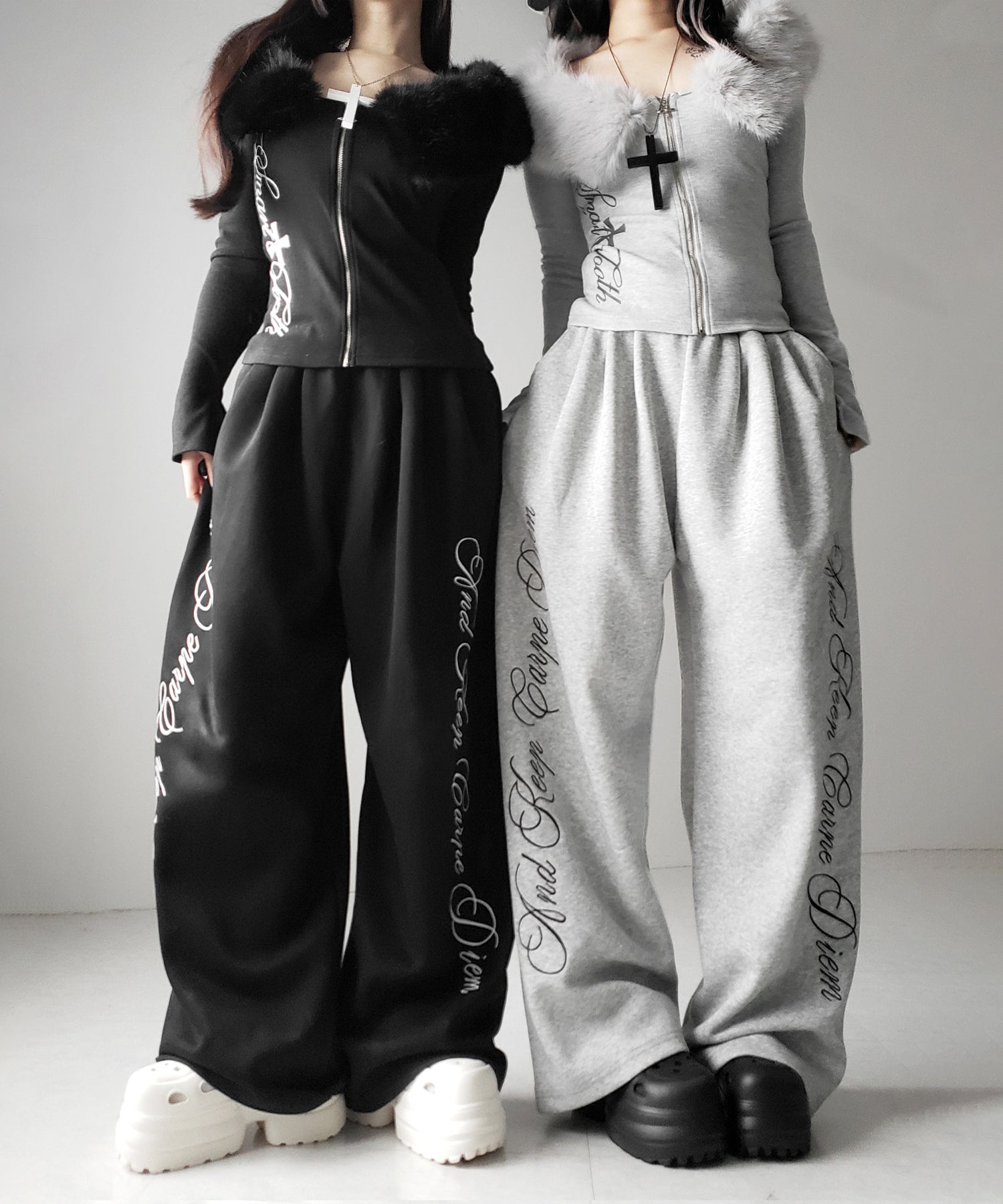 フェイクファー厚底クロッグサンダル ／ Fake fur platform clog sandals