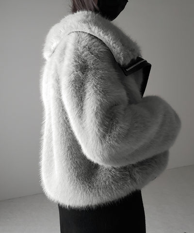 【 ２WAY 】ジップアップレザードッキングフェイクファーコート ／ zip up leather docking fake fur coat