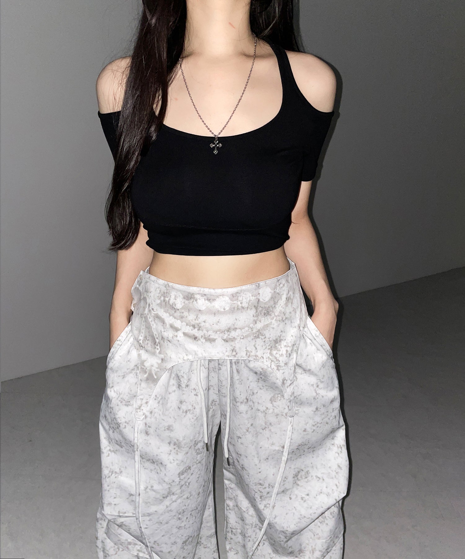 ガーターレイヤードヴィンテージタックワイドパンツ ／ garter layered vintage tack wide pants