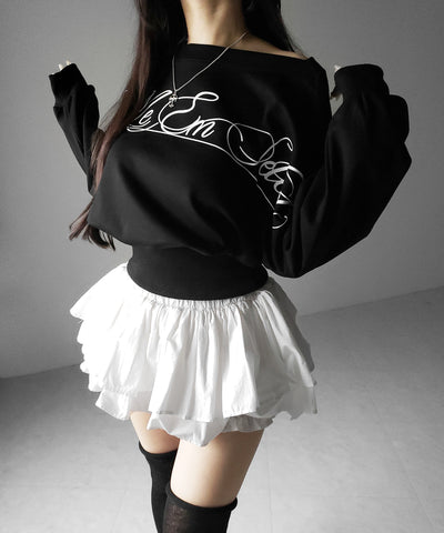 【 インパン裏地付 】ボリュームフレアコットンミニスカート ／ volume flare cotton mini skirt