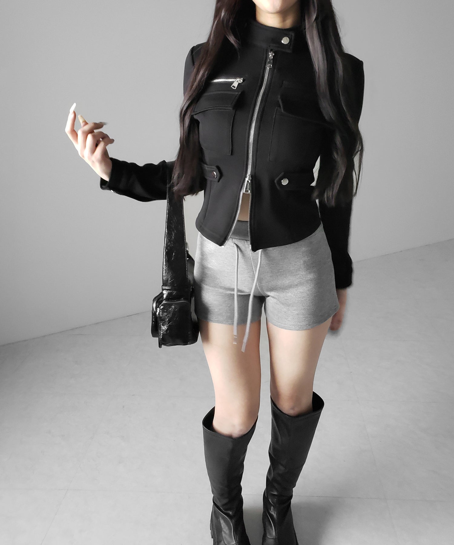 アウトポケットジップアップスリムカットジャケット ／ out pocket zip up slim cut jacket