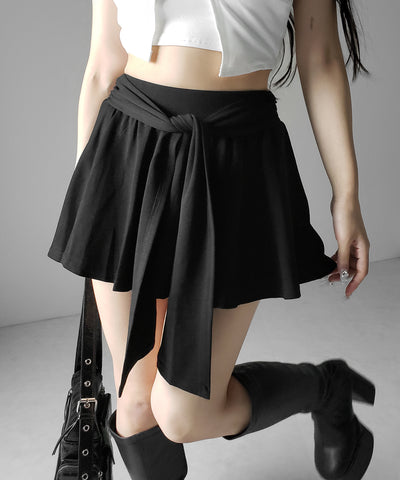 ラップレイヤードフレアミニスカパン ／ wrap layered flare mini skirt pants