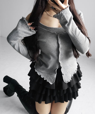 ティアードフリルカットソーミニスカート ／ tiered frill cut and sew mini skirt