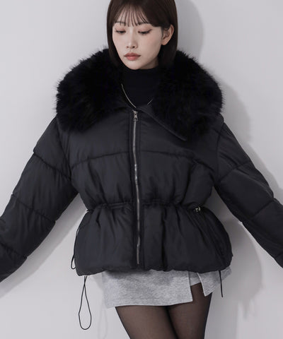 ファーカラーウエストマークミディダウンジャケット ／ fur collar waist-mark midi down jacket