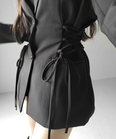 レースアップリボンスリムテーラードジャケット ／ lace-up ribbon slim tailored jacket