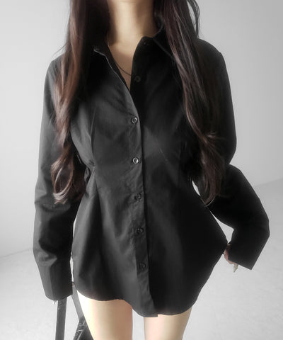 ウエストタックフレアレディシャツ ／ waist tuck flare lady shirts