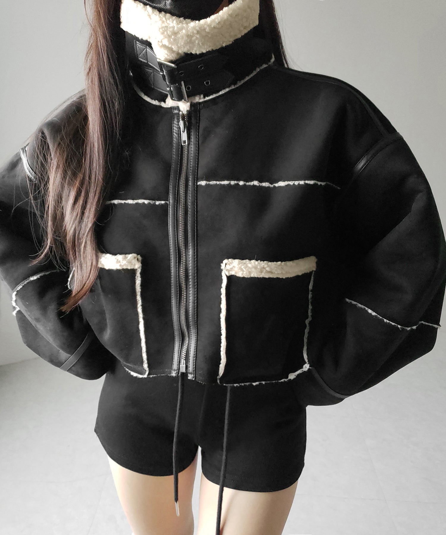 さ*は様 90s ムートン ボア フライトジャケット 短丈 A-2 レザー 2w 90s 羊革 ムートン A-2 G-1 ラムレザー 本革 フライトジャケット M