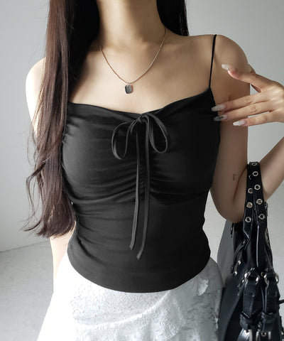 【 ２WAY 】クロスストラップリボンギャザースリムキャミソール ／ cross strap ribbon gather slim camisole
