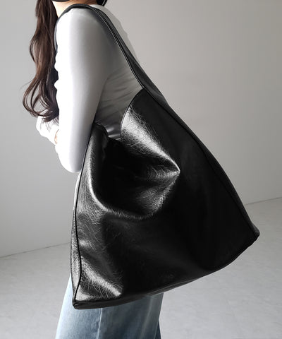 【 ２color ／ 大容量 】フェイクシボレザーワンハンドルショルダーバッグ ／ fake shibo leather onehandle shoulder bag