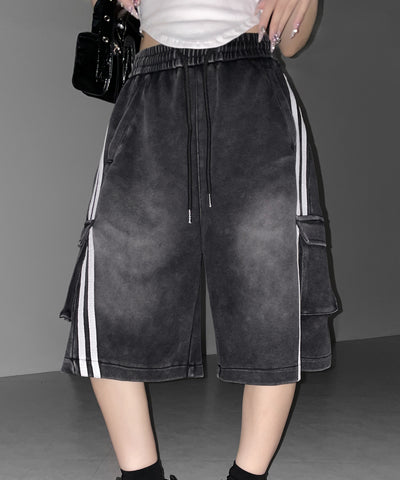 サイドラインヴィンテージワイドカーゴスウェットハーフパンツ / sideline vintage wide cargo sweat half pants