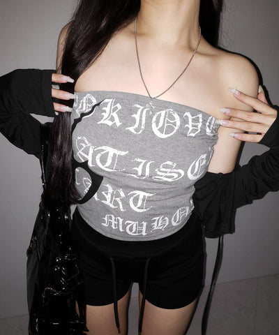 グランジロゴチューブベアトップ ／ grunge logo tube bare top