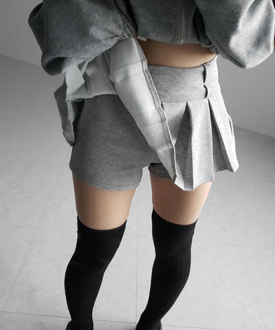 【 インパン裏地付 】プリーツスウェットマイクロミニスカパン ／ plests sweat micro mni skirt pants