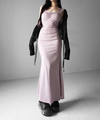シャーリングロングタイトマーメイドキャミワンピ ／ shirring long tight mermaid cami onepiece