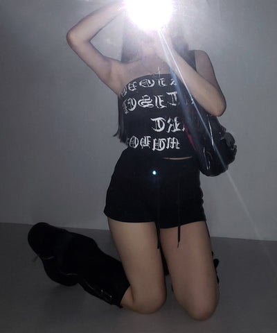 グランジロゴチューブベアトップ ／ grunge logo tube bare top