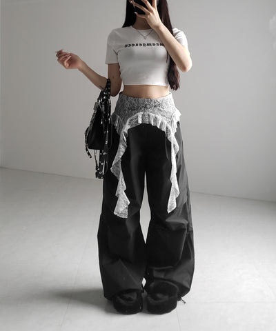 【 ２color 】グランジロゴショートちびTシャツ ／ grunge logo short chibi T-shirt