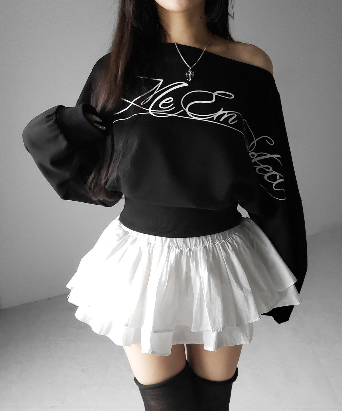 【 インパン裏地付 】ボリュームフレアコットンミニスカート ／ volume flare cotton mini skirt