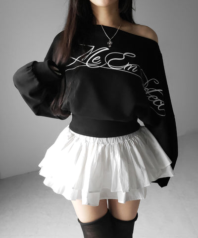 【 インパン裏地付 】ボリュームフレアコットンミニスカート ／ volume flare cotton mini skirt