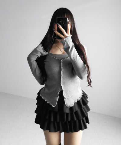 ティアードフリルカットソーミニスカート ／ tiered frill cut and sew mini skirt