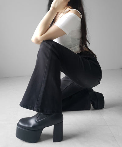 【４size 】美脚ハイウエストストレッチフレアデニム ／ slim leg High waist stretch flare denim