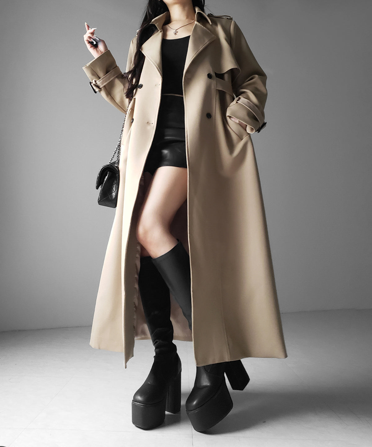 ウエストマークレディロングトレンチコート ／ waistmark lady long trench coat
