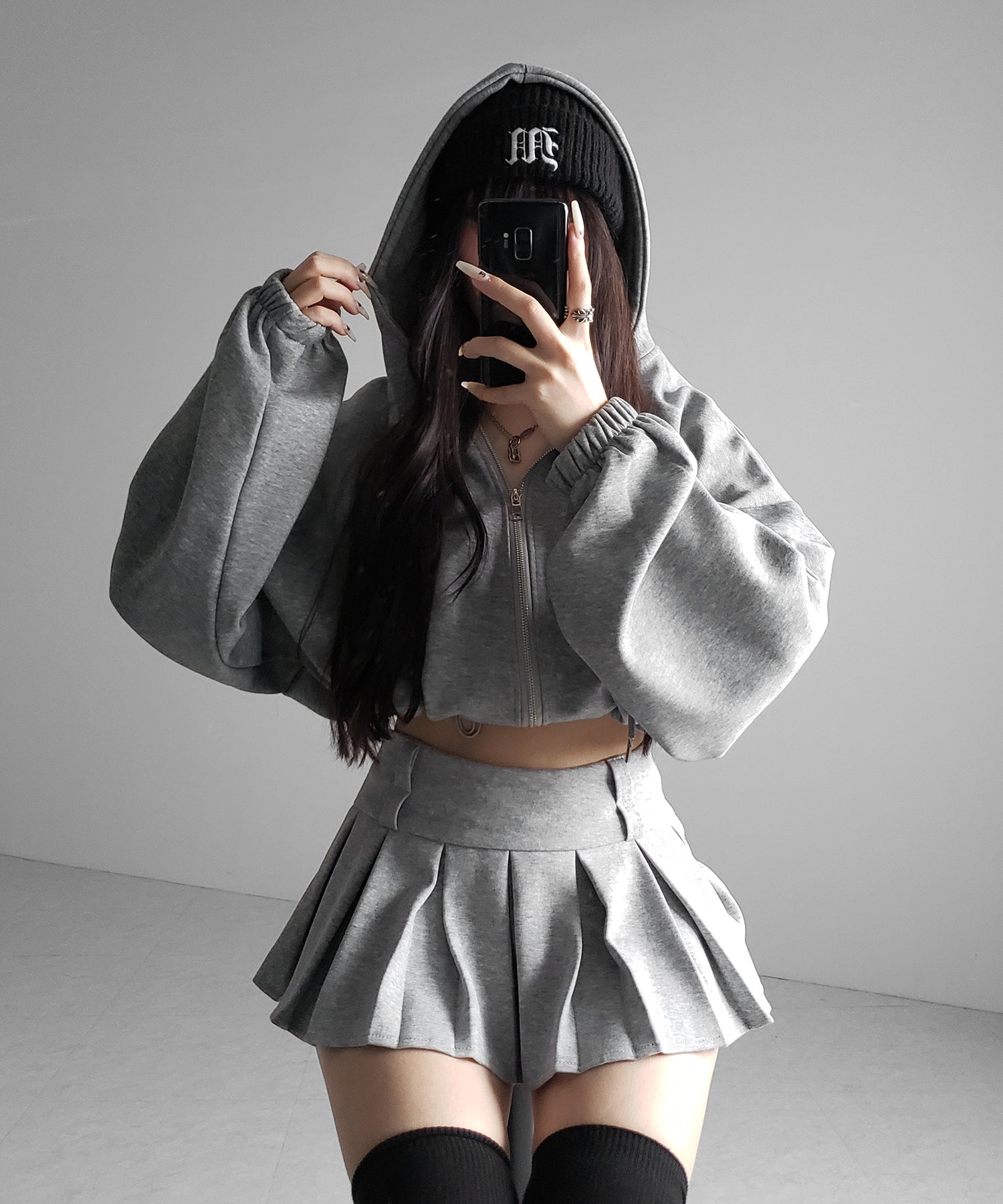 【 インパン裏地付 】プリーツスウェットマイクロミニスカパン ／ plests sweat micro mni skirt pants