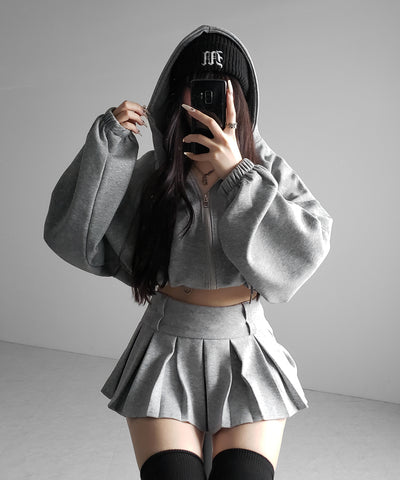 【 インパン裏地付 】プリーツスウェットマイクロミニスカパン ／ plests sweat micro mni skirt pants