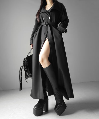 ２WAYスタンドカラーオーバーロングトレンチコート ／ 2WAY stand collar over long trench coat