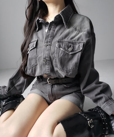 ヴィンテージデニムハイウエストミニオールインワン ／ vintage denim high waist mini allinone