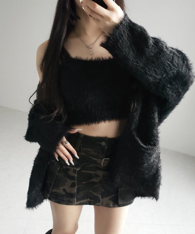 【 インパン裏地付 】カモフラベルテッドマイクロプリーツミニスカパン ／ camouflage belted micro pleats skirt pants