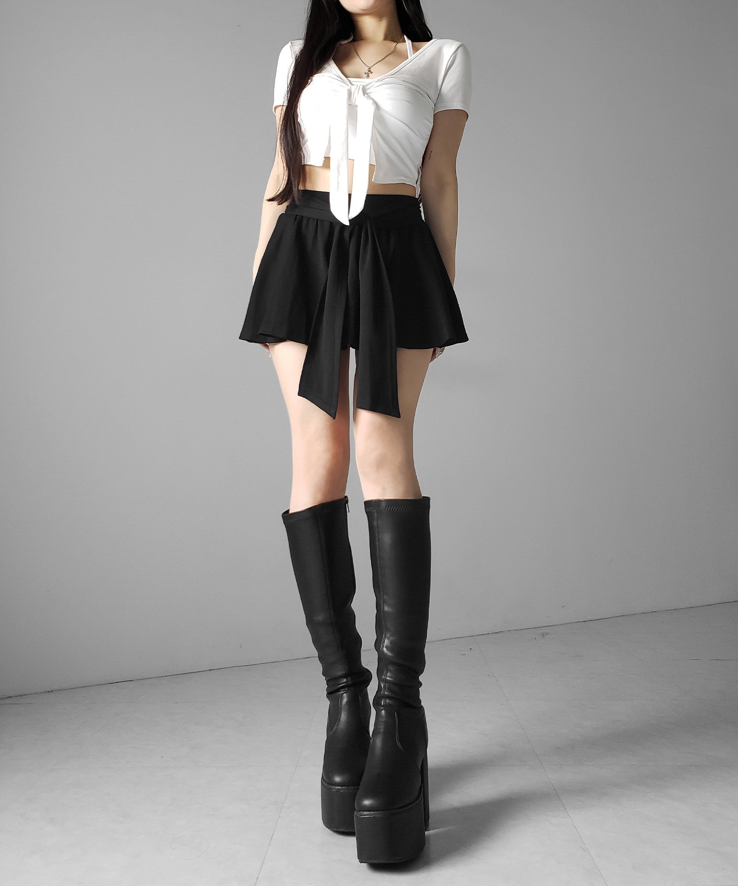 ラップレイヤードフレアミニスカパン ／ wrap layered flare mini skirt pants