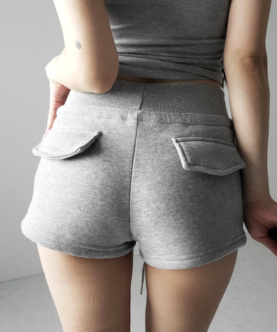 【 セットアップ 】裏起毛ファーフードオーバージップパーカー＆スウェットショートパンツ ／ Urakimo fur over zip hoodie ＆ sweat short pants SETUP