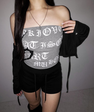 グランジロゴチューブベアトップ ／ grunge logo tube bare top