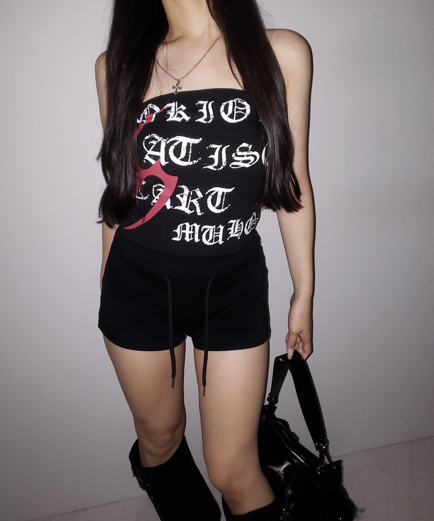 グランジロゴチューブベアトップ ／ grunge logo tube bare top