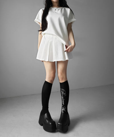 【 セットアップ 】オーバーサイズ半袖Ｔシャツ＋プリーツミニスカート SET ／( SETUP ) oversize shortsleeve Tee + pleated mini skirt SET