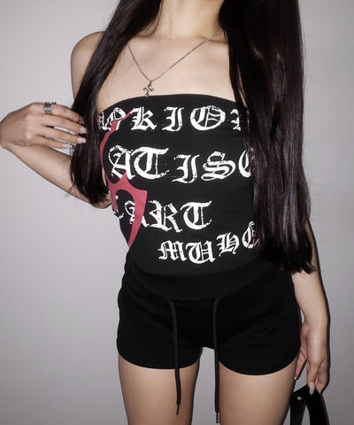 グランジロゴチューブベアトップ ／ grunge logo tube bare top