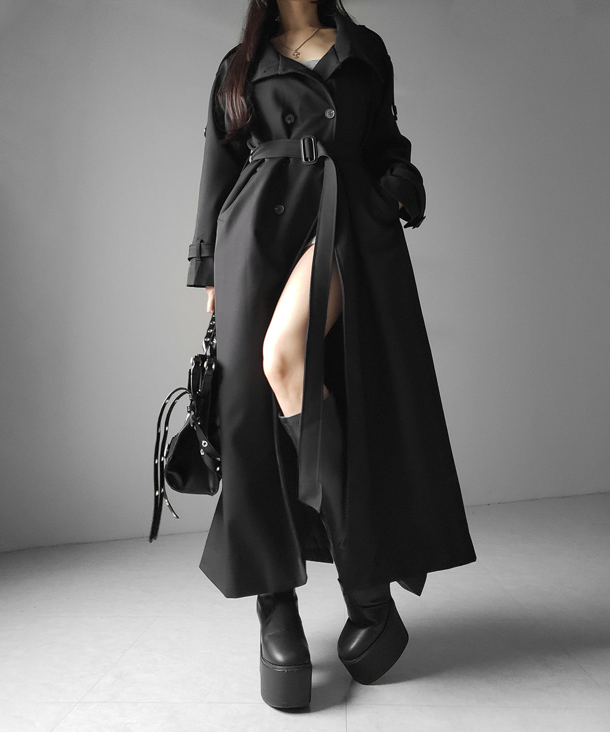 ２WAYスタンドカラーオーバーロングトレンチコート ／ 2WAY stand collar over long trench coat