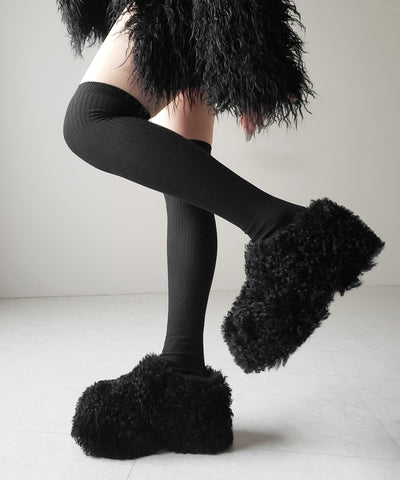 厚底テディボアサボサンダル ／ platform teddy boa sabo sandals