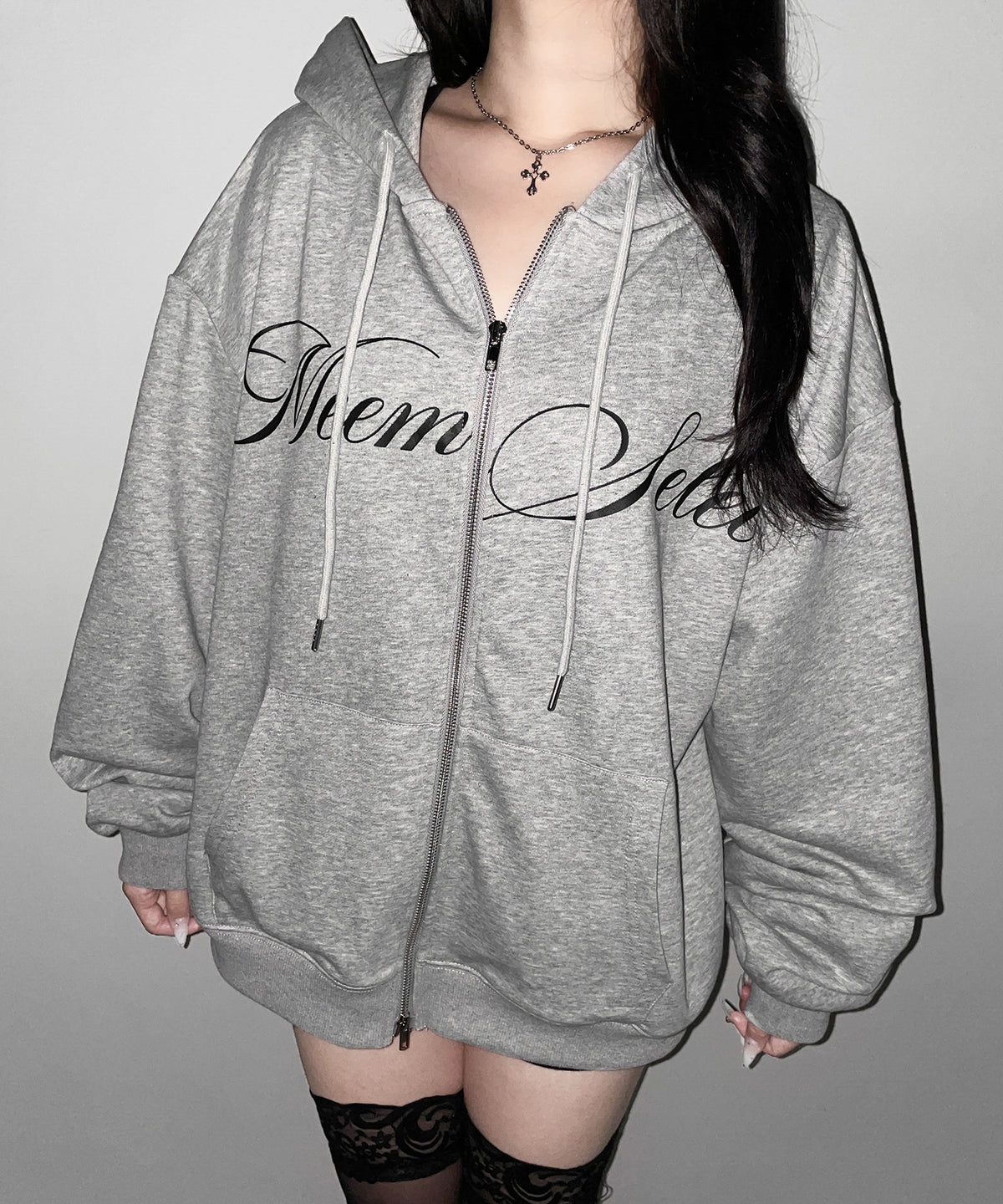 【 セットアップ可能 】レタリングロゴプリントダブルジップビッグパーカー ／ lettering logo print double zip BIG hoodie