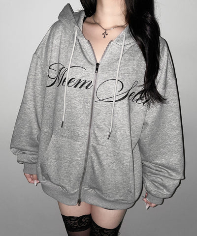 【 セットアップ可能 】レタリングロゴプリントダブルジップビッグパーカー ／ lettering logo print double zip BIG hoodie