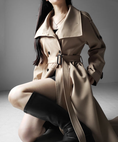 ２WAYスタンドカラーオーバーロングトレンチコート ／ 2WAY stand collar over long trench coat