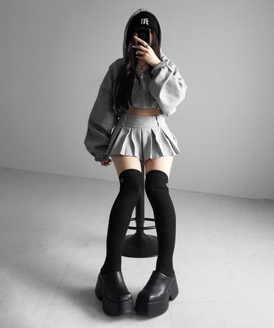 【 インパン裏地付 】プリーツスウェットマイクロミニスカパン ／ plests sweat micro mni skirt pants