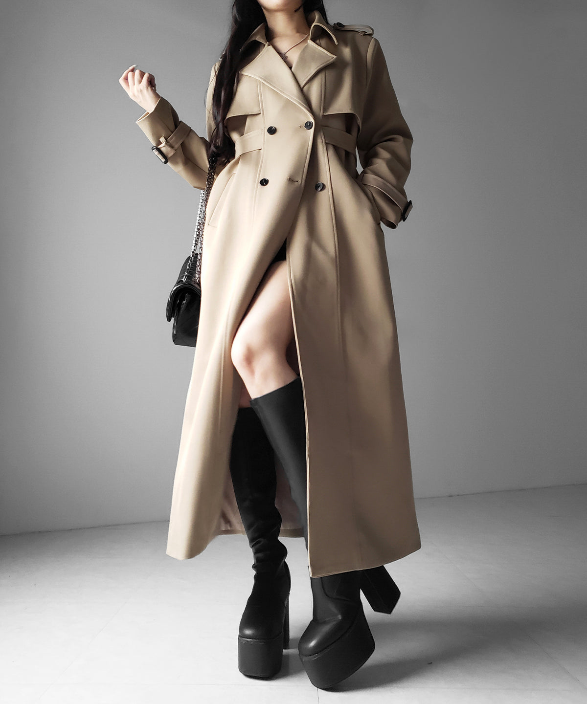 ウエストマークレディロングトレンチコート ／ waistmark lady long trench coat