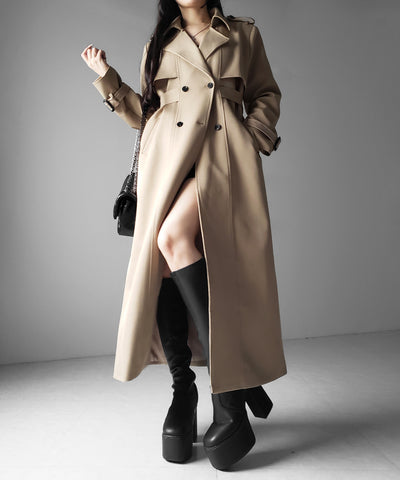 ウエストマークレディロングトレンチコート ／ waistmark lady long trench coat