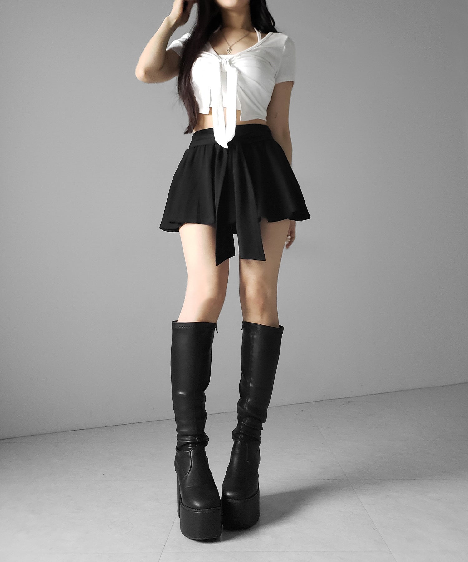 ラップレイヤードフレアミニスカパン ／ wrap layered flare mini skirt pants