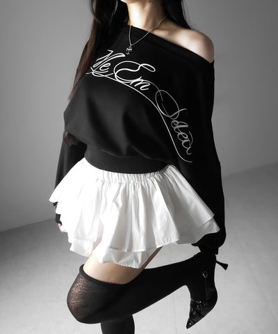 【 インパン裏地付 】ボリュームフレアコットンミニスカート ／ volume flare cotton mini skirt