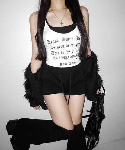 【 ２color 】グランジロゴレイヤードキャミソールトップス ／ grunge logo layered camisole tops